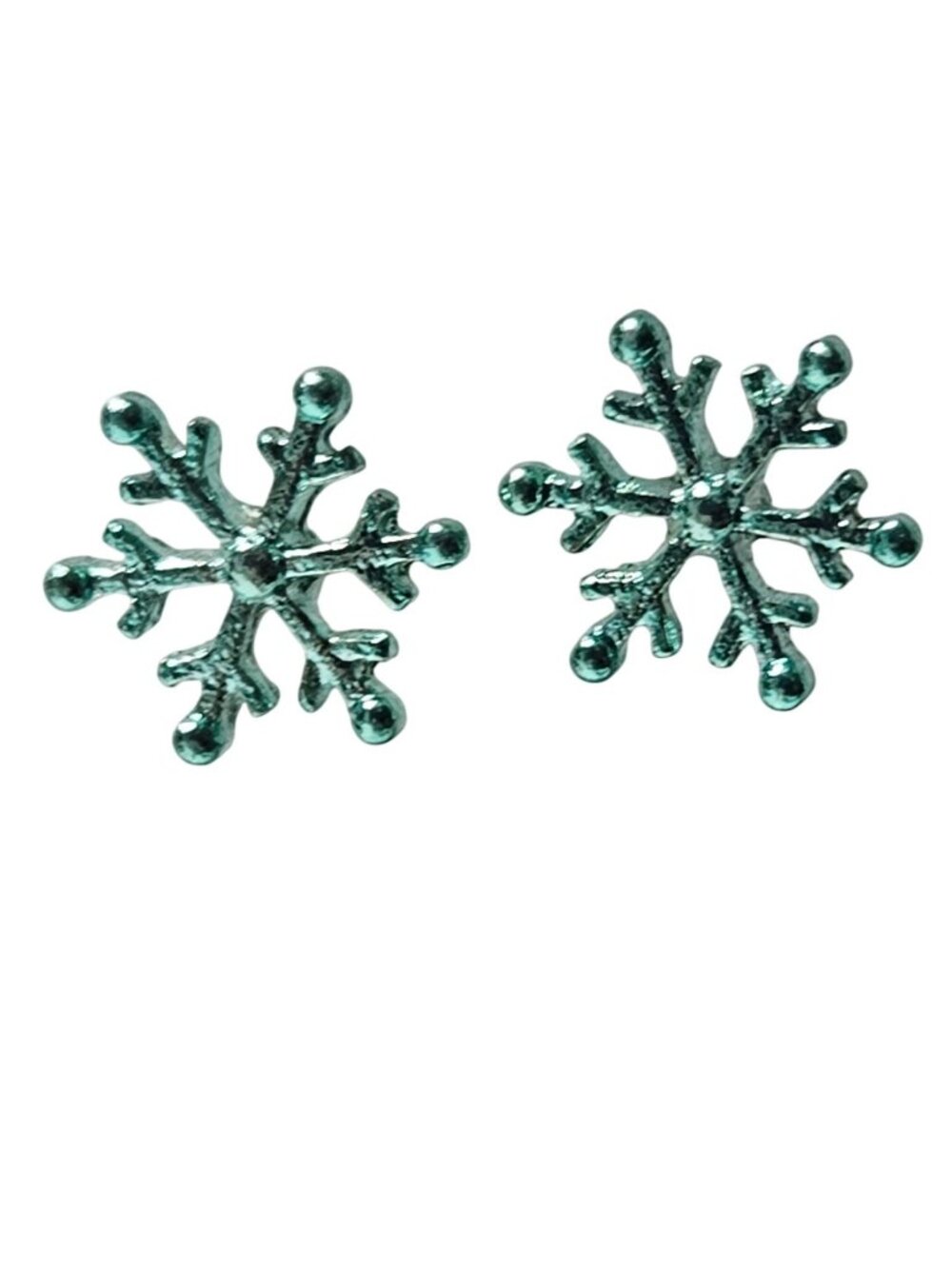 Snowflake Design Stud Earrings Blue Glitter Holiday Winter Fashion Jewelry Women